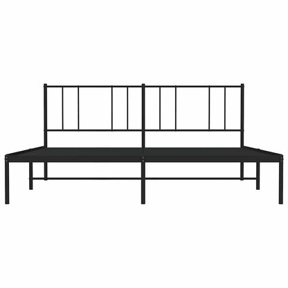 Metal Bed Frame without Mattress with Headboard Black 183x213cm