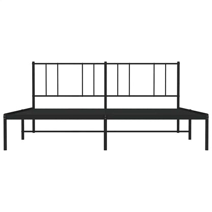 Metal Bed Frame without Mattress with Headboard Black 193x203cm