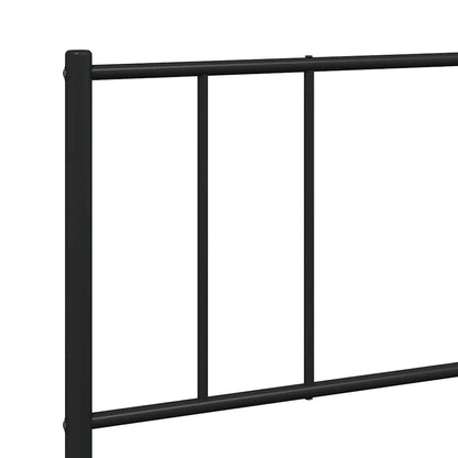 Metal Bed Frame without Mattress with Headboard Black 193x203cm