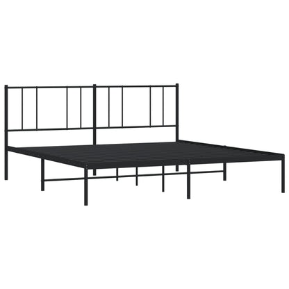 Metal Bed Frame without Mattress with Headboard Black 200x200cm