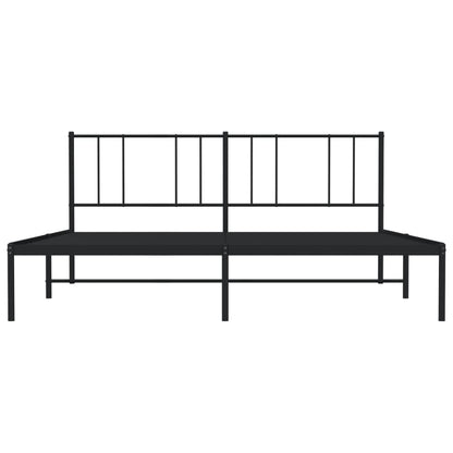 Metal Bed Frame without Mattress with Headboard Black 200x200cm