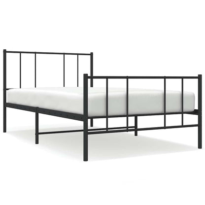 Metal Bed Frame without Mattress with Footboard Black 75x190cm