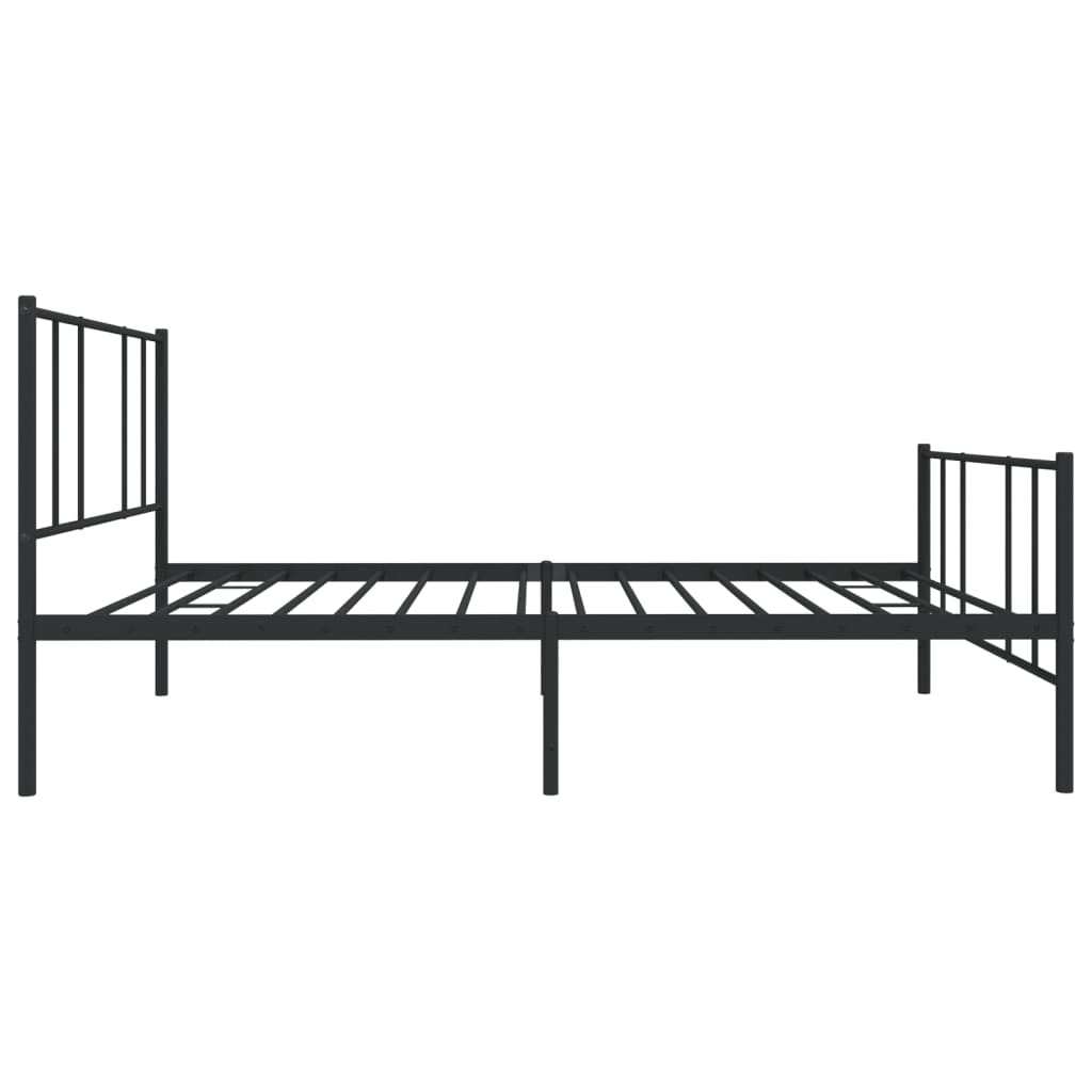 Metal Bed Frame without Mattress with Footboard Black 75x190cm