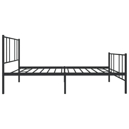 Metal Bed Frame without Mattress with Footboard Black 75x190cm