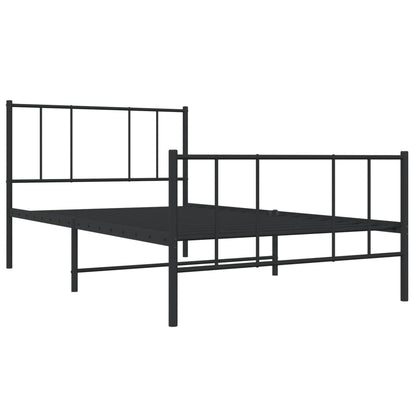 Metal Bed Frame without Mattress with Footboard Black 90x190cm