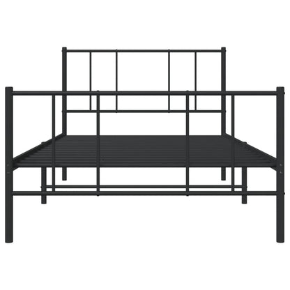 Metal Bed Frame without Mattress with Footboard Black 90x190cm