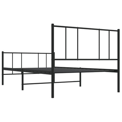 Metal Bed Frame without Mattress with Footboard Black 90x190cm