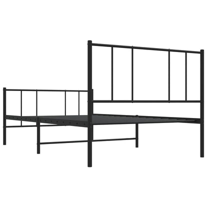 Metal Bed Frame without Mattress with Footboard Black 90x200cm