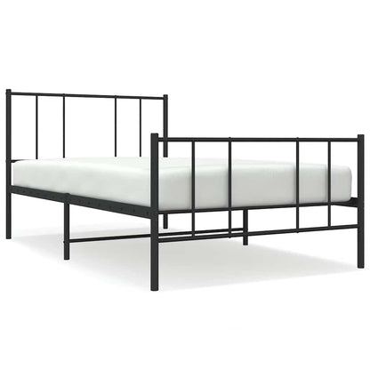 Metal Bed Frame without Mattress with Footboard Black 100x190cm