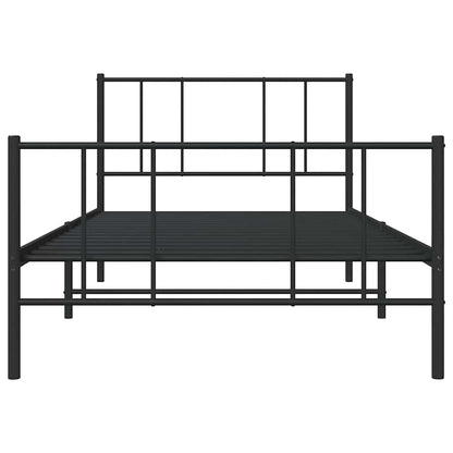 Metal Bed Frame without Mattress with Footboard Black 100x190cm