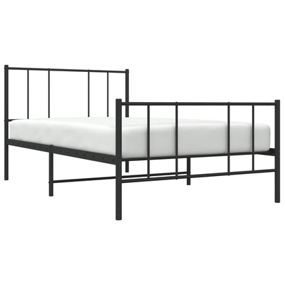 Metal Bed Frame without Mattress with Footboard Black 107x203cm