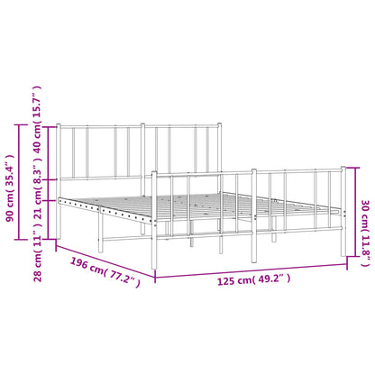 Metal Bed Frame without Mattress with Footboard Black 120x190cm
