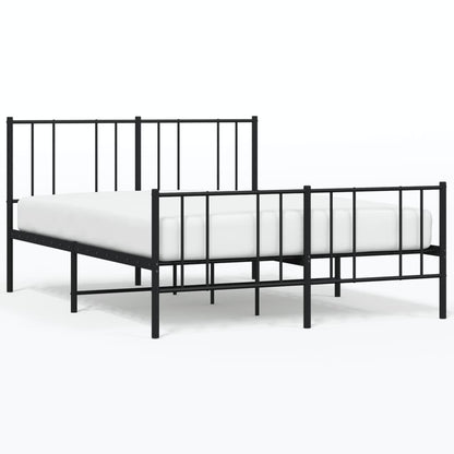 Metal Bed Frame without Mattress with Footboard Black 120x200cm