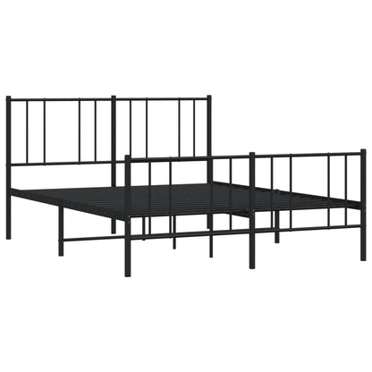Metal Bed Frame without Mattress with Footboard Black 120x200cm
