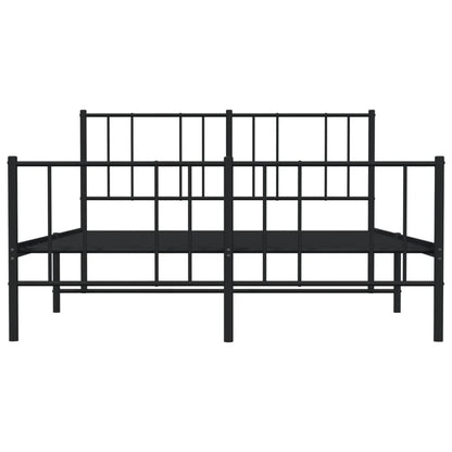 Metal Bed Frame without Mattress with Footboard Black 120x200cm
