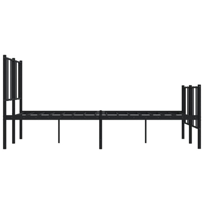 Metal Bed Frame without Mattress with Footboard Black 120x200cm