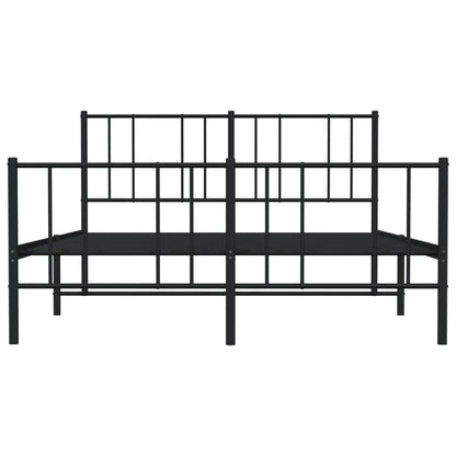 Metal Bed Frame without Mattress with Footboard Black 140x190cm