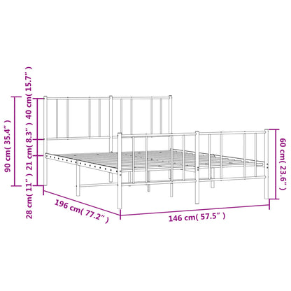 Metal Bed Frame without Mattress with Footboard Black 140x190cm