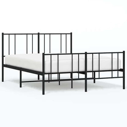 Metal Bed Frame without Mattress with Footboard Black 150x200cm