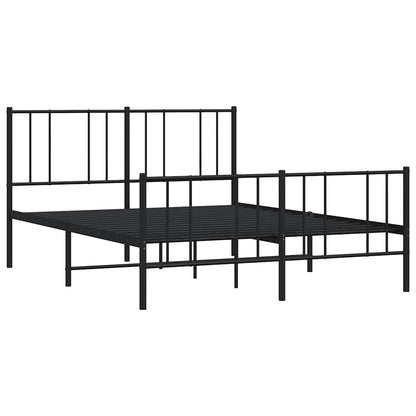 Metal Bed Frame without Mattress with Footboard Black 150x200cm