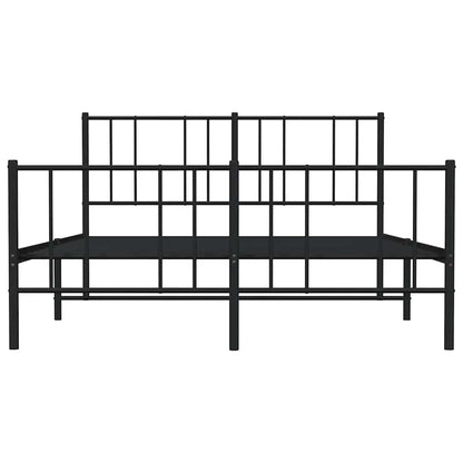 Metal Bed Frame without Mattress with Footboard Black 150x200cm