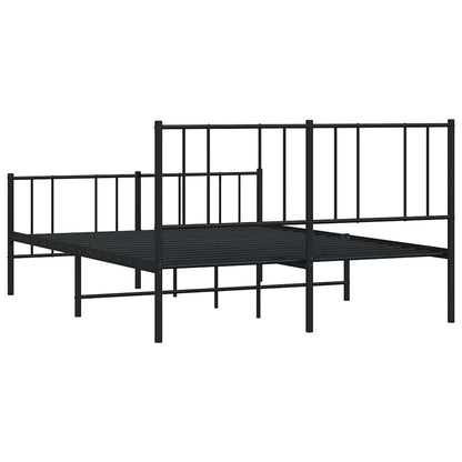 Metal Bed Frame without Mattress with Footboard Black 150x200cm