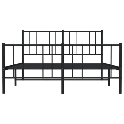 Metal Bed Frame without Mattress with Footboard Black 160x200cm