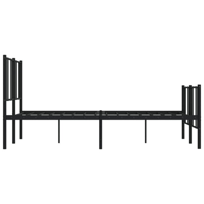 Metal Bed Frame without Mattress with Footboard Black 160x200cm