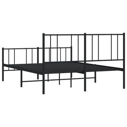 Metal Bed Frame without Mattress with Footboard Black 160x200cm