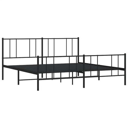Metal Bed Frame without Mattress with Footboard Black 180x200cm