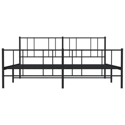Metal Bed Frame without Mattress with Footboard Black 180x200cm