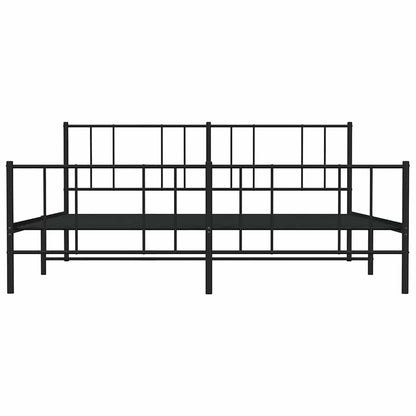 Metal Bed Frame without Mattress with Footboard Black 183x213cm