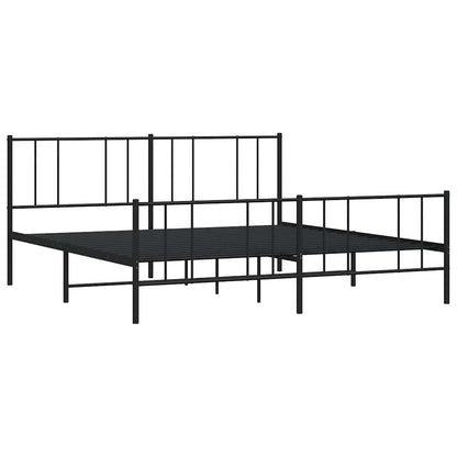 Metal Bed Frame without Mattress with Footboard Black 193x203cm