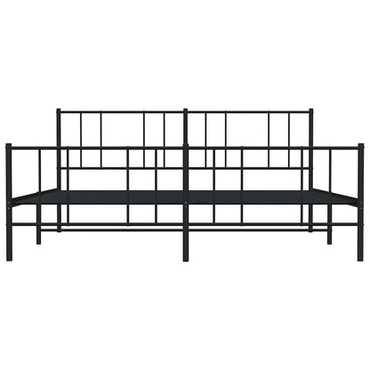 Metal Bed Frame without Mattress with Footboard Black 193x203cm