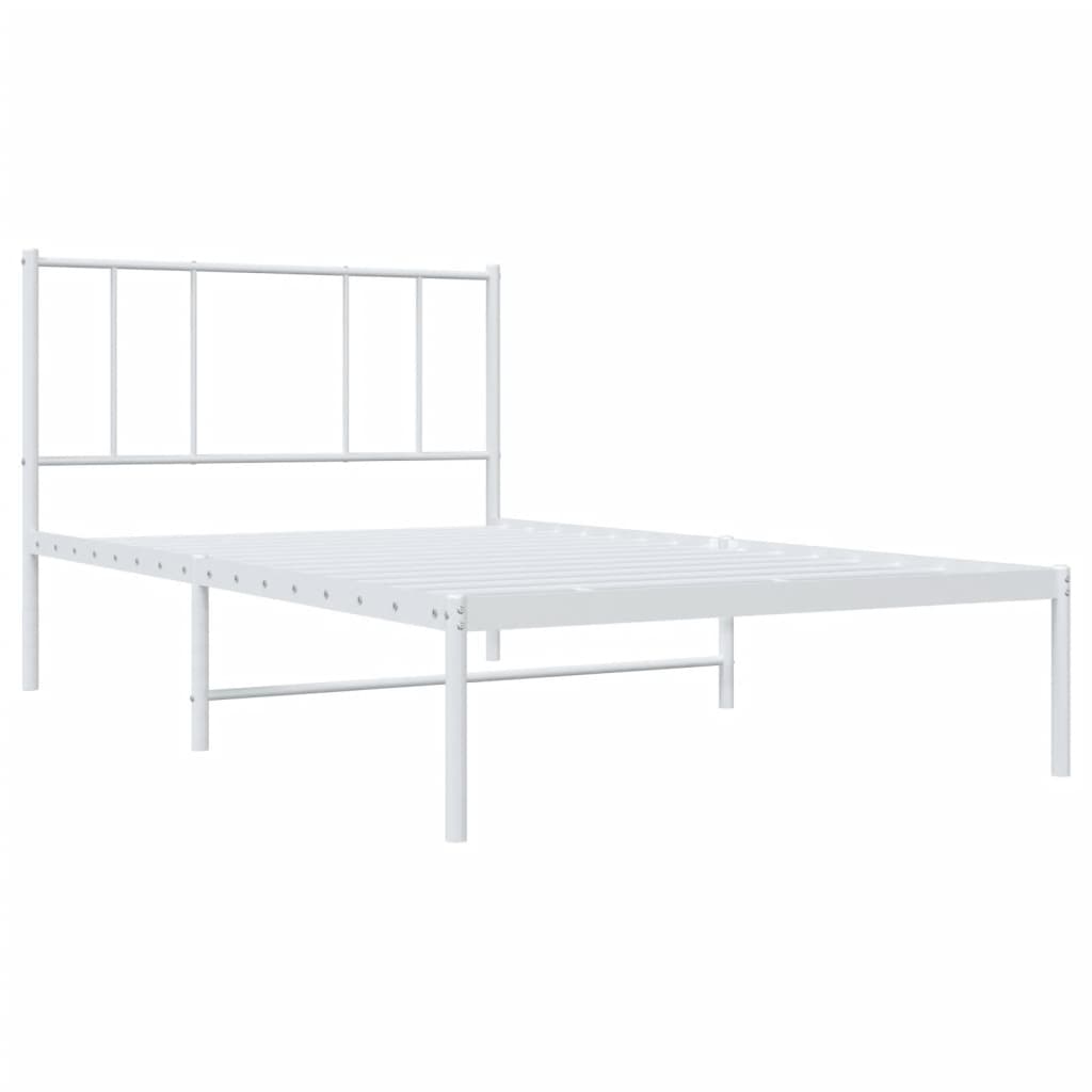 Metal Bed Frame without Mattress with Headboard White 80x200cm
