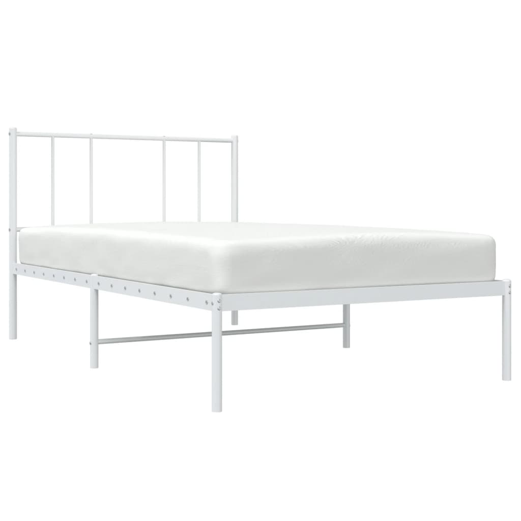 Metal Bed Frame without Mattress with Headboard White 80x200cm