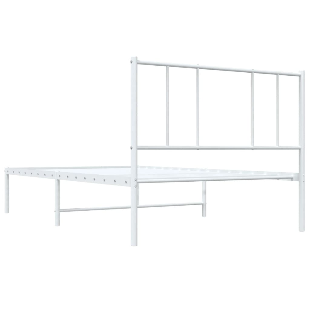 Metal Bed Frame without Mattress with Headboard White 80x200cm