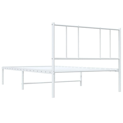 Metal Bed Frame without Mattress with Headboard White 80x200cm