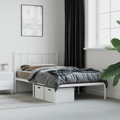 Metal Bed Frame without Mattress with Headboard White 80x200cm