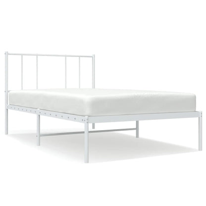 Metal Bed Frame without Mattress with Headboard White 90x200cm