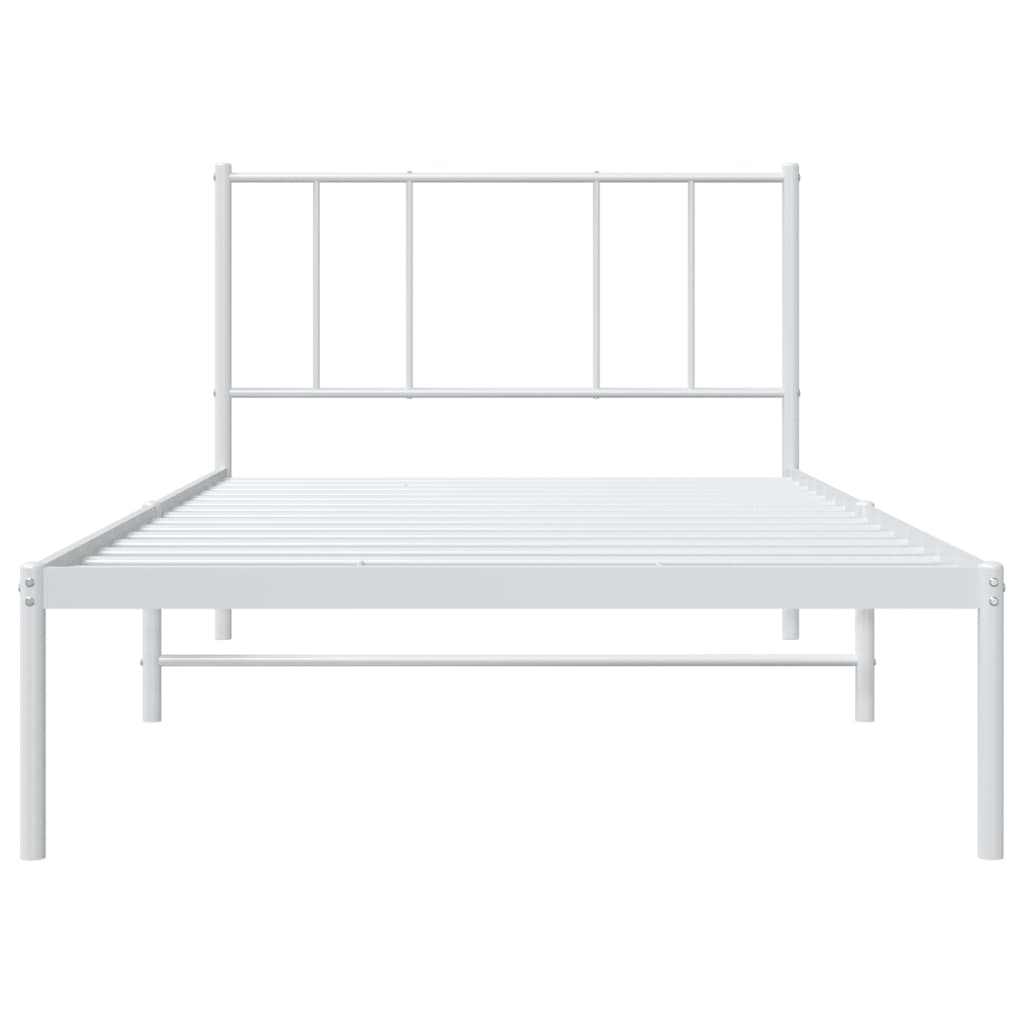 Metal Bed Frame without Mattress with Headboard White 90x200cm