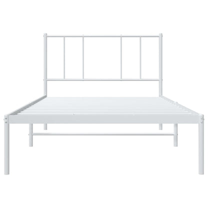 Metal Bed Frame without Mattress with Headboard White 90x200cm