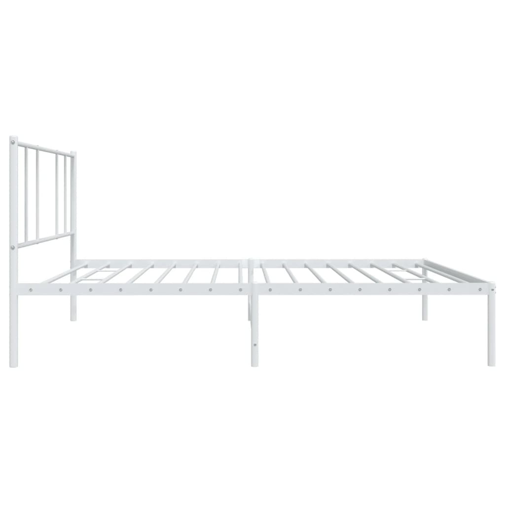 Metal Bed Frame without Mattress with Headboard White 90x200cm
