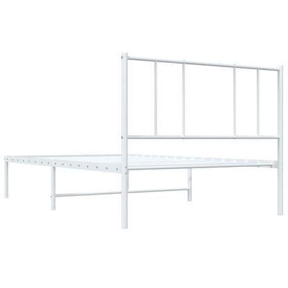 Metal Bed Frame without Mattress with Headboard White 90x200cm