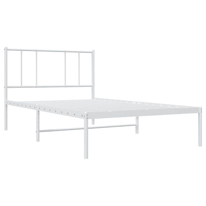 Metal Bed Frame without Mattress with Headboard White 100x200cm