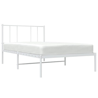Metal Bed Frame without Mattress with Headboard White 100x200cm