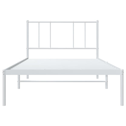 Metal Bed Frame without Mattress with Headboard White 100x200cm