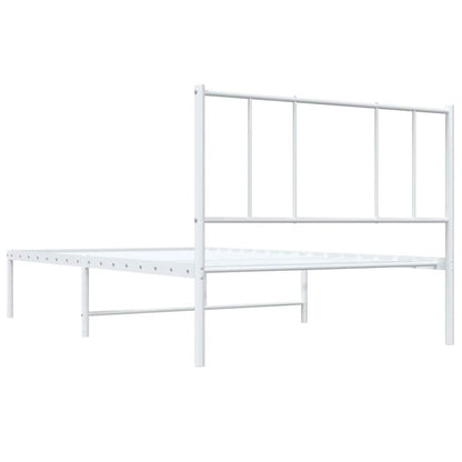 Metal Bed Frame without Mattress with Headboard White 100x200cm
