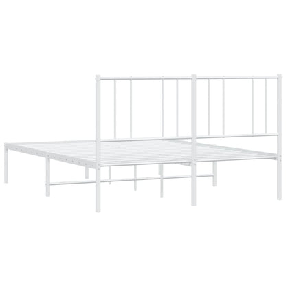 Metal Bed Frame without Mattress with Headboard White 120x200cm