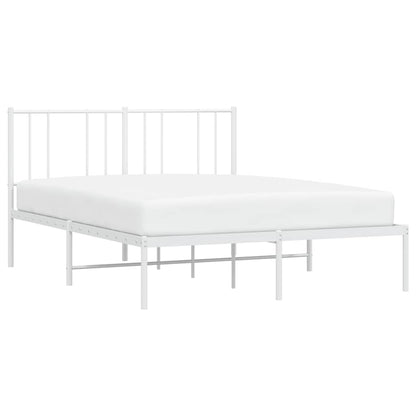 Metal Bed Frame without Mattress with Headboard White 135x190cm